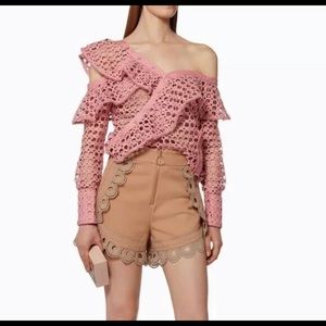 Self Portrait Off Shoulder Lace Blouse Shirt 2 XS
